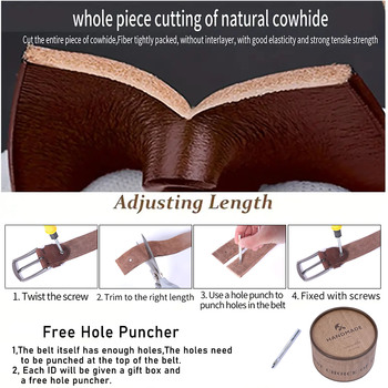 Men’s Genuine Leather Belt – Italian Cowhide with Brass Buckle 10